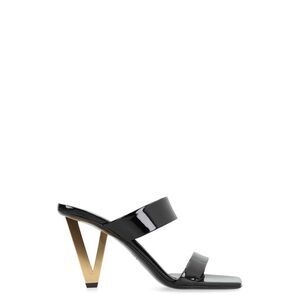 VERSACE Patent Leather V-Heel Mules Women BLACK Sandals